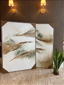 Quadro Decorativo Abstrato Bege Cinza 0,85x1,25m - Leart