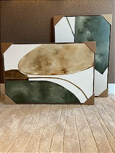 Quadro Decorativo Orgânico Verde Bege 1 0,85x1,25m - Leart