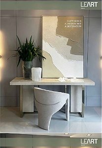 Quadro Decorativo Escrita Happiness Bege 0,85x1,25m - Leart