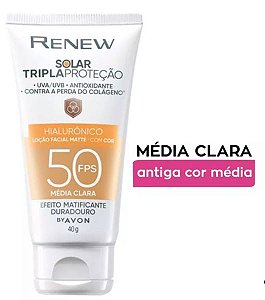 Protetor Solar com Cor Media Clara 50FPS Avon 40g