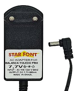 Fonte Carregador Compatível 7,7V 600mA Para Balança Toledo PRIX Bivolt -  Starfont