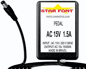 Fonte AC 15V 1.5A Para Pedal Pedaleira ZOOM