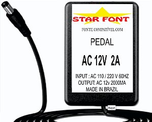 Fonte AC 12V 2A Pedal Nux 07 Multi Guitar Effect