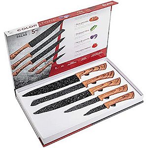 Conjunto de Facas 5 Peças Colorstone Wooden FAC5494 Euro