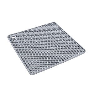Descanso de Panela Quadrado de Silicone Cinza Euro Home