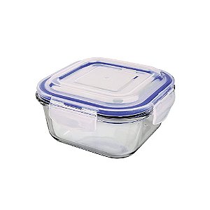 Pote de Vidro Hermético Quadrado Azul 520ml VDR8852-AZ, Euro