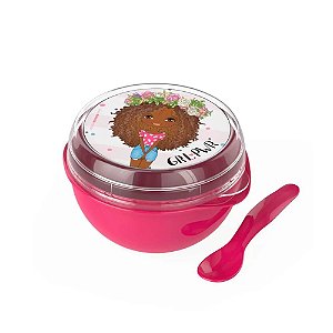 Pote Lancheira Infantil Girl Power Plasvale com Colher