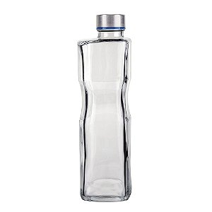 Garrafa de Vidro 1 litro H2O Quadrada VDR7269 Euro Home