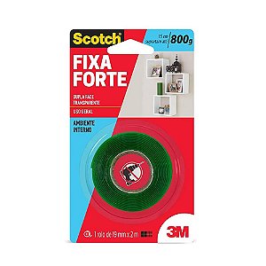 Fixa Forte, 3M, Fita Dupla Face, Transparente - 19mm x 2M