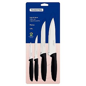 Jogo de Facas Tramontina Inox 4 Peças Plenus Preto
