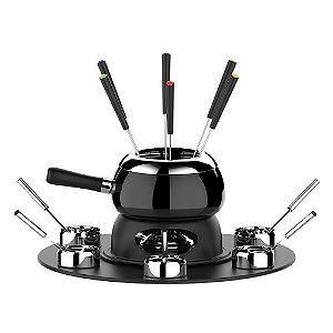 Conjunto Fondue com Base Giratória, 23 peças, Preto, Euro