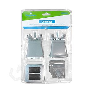 Pés com Rodízios para Fogão, Geladeira Freezer Engedom Prata