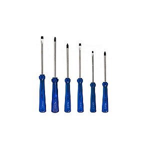 Jogo de Chaves Fenda e Philips com 6 Peças Aqua Tools