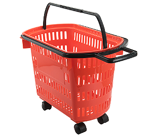 Cesta mercearia plástica c/ rodas 30 LITROS