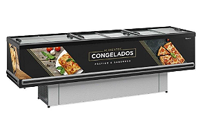 Expositor Ilha Standard Gelopar dupla ação vidro reto deslizante GESV-290R