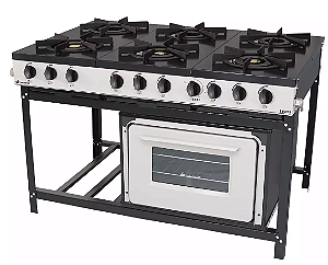 Fogão Venâncio bravo 6 queimadores com forno industrial BR6BF