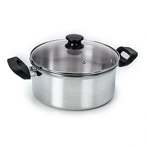 Panela Cacarola Grande Aluminio C Tampa de Vidro Polido N24 4,5L