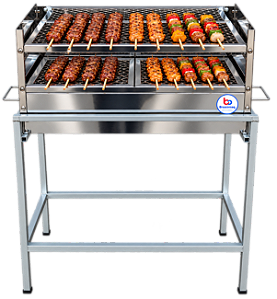 Churrasqueira Inox Espetinho 2 Grelhas 60x25