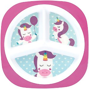 Prato com Divisórias Animal Fun - Unicórnio Buba