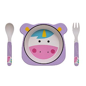 Kit Prato Bambu Unicórnio Ecológico  Giro Baby 3 unidades