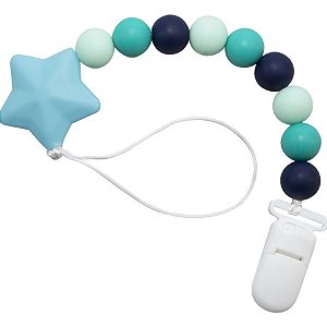 Prendedor Silicone de Chupeta e Mordedor Azul - Girobaby