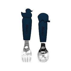 Kit Garfo e Colher em Inox Azul Marinho - Clingo