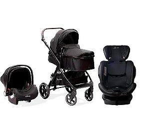 Carrinho TS Kansas com Bebê Conforto + Cadeira Auto Murphy 360 Preto 0 a 36 kg - Premium Baby