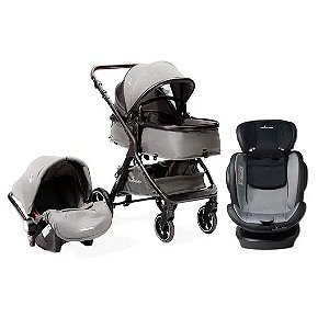 Carrinho TS Kansas com Bebê Conforto + Cadeira Auto Murphy 360 Cinza/Preto Premium Baby