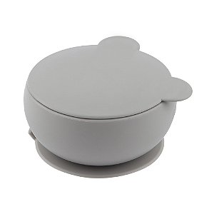 Minikoioi Tigela Urso Bowl Silicone com Tampa Powder Grey