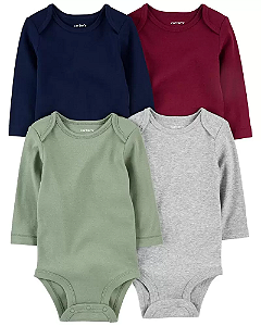 Carter's 4 peças Body Manga Longa Algodão