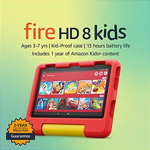 Tablet Infantil Emborrachado Amazon Fire HD 8" Kids 3 a 7 anos Versão 2022 Disney Mickey