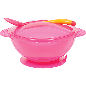 Buba Kit Prato Bowl com Tampa e Colher - Rosa