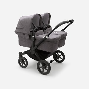 Bugaboo Donkey 5 Twin Carrinho Para Gêmeos Grey-Grey Mélange 2 Berços e 2 Assentos Estrutura Preta