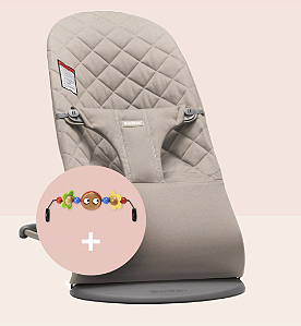 Babybjorn Bouncer com Brinquedos Anthracite, Sand Gray, Compacto, Cotton, Classic Quilt