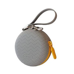 Porta Chupetas Clingo Silicone Cinza-Amarelo