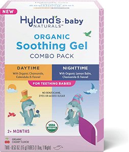 Hyland's Naturals Gel Natural Orgânico Diurno e Noturno para desconforto Gengival de Camomila, Calêndula, Erva-Doce +2m