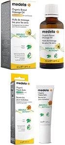 Medela Kit Óleo orgânico de massagem para seios da Medela para mães que amamentam + Creme Orgânico para Mamilos Medela