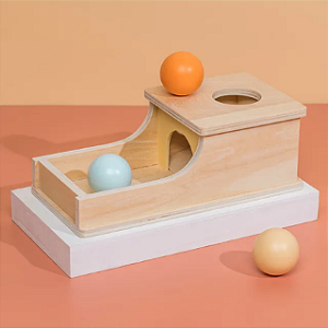 Brinquedo Montessori +6m Caixa de Madeira com Bolinhas