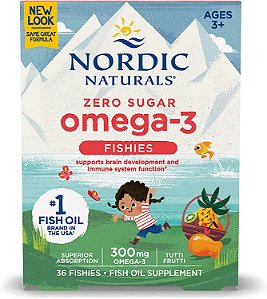 Nordic Naturals Ômega 3 300mg 36 un Gummies Tutti Fruti +3 com EPA e DHA - Cérebro, Humor, Visão e Sistema Imunológico Saudáveis, Zero Açucar