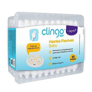 Cotonete para Bebê Haste Flexível para Bebê com 50un Clingo
