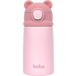 Buba Garrafa Térmica Urso Parede Dupla Inox  - Rosa