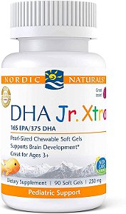 Nordic Naturals Pro DHA Jr. Xtra, Berry Punch - 90 mini-géis macios mastigáveis - 250 mg de ômega-3 total com EPA e DHA - cérebro, sistema nervoso e desenvolvimento visual -