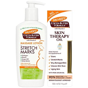 Creme 250ml Palmer's Cocoa Butter Formula Massage Lotion For Stretch Marks, Pregnancy Skin Care, Belly Cream with Collagen, Elastin, Argan OIl and Shea Butter, 8.5 Ounces