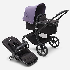 Carrinho Bugaboo Fox 5 com Assento e Moisés Midnight Black Astro Purple