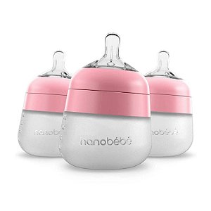 Mamadeira Nanobebe Toque Natural 3 Un Rosa 150ml