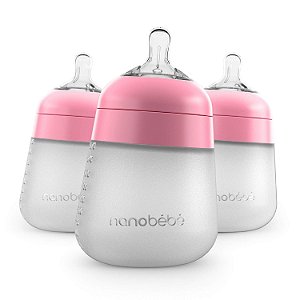 Mamadeira Nanobebe Toque Natural 3 Un Rosa 270ml