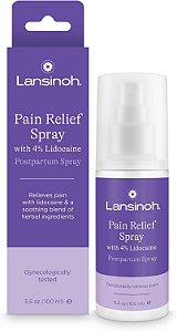 Spray Pós Parto Lansinoh 4% Lidocaína Spray Perineal, Alívio da Dor para Cuidados Pós-Parto, 100ml