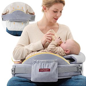 Almofada de Amamentação Momcozy CozyPro - Suporte lombar e de braço completo - Cinza