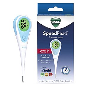 Termômetro Digital Vicks SpeedRead para Bebês, Crianças e Adultos, Leituras Codificadas por Cores, Oral, Termômetro Retal para Bebês ou Sob o Braço, Resistente à Água