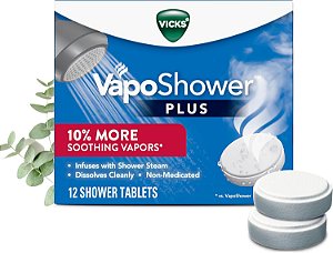Vicks, VapoShower Plus, Vaporizadores de Chuveiro, Vaporizador de Banho de Eucalipto e Perfume de Mentol 12 UN